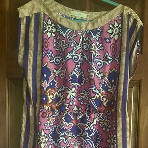 LOFT Pink and Blue Floral Dress